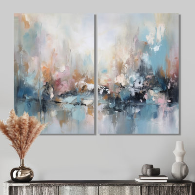 Grey And Blue Vivid Waves Fuild II - Gray Wall Art