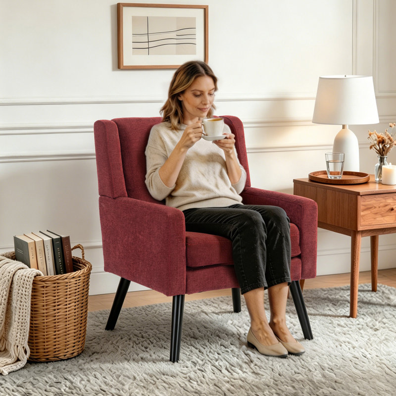 Fauteuil d'appoint Bolanle, Lin rouge