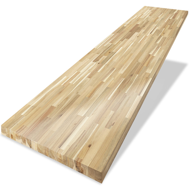 Comptoir de cuisine en bois massif Gladys, H 1,5 po x l 96 po x P 25 po, Acacia naturel
