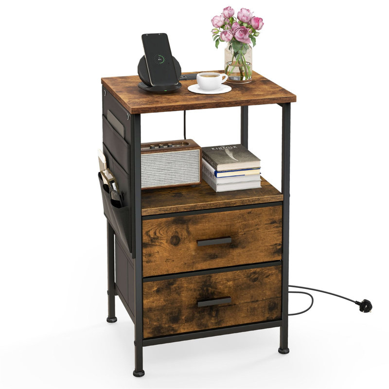 38cm W Metal Bedside Table