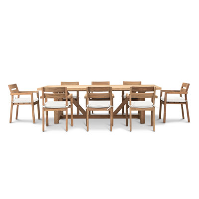 Gensingh Rectangular 8 - Person 98.5'' L Teak Outdoor Restaurant Dining Set -  Loon Peak®, 21E15FAE656A4B1E91D34C466871C01B