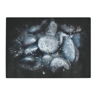 Tempered Glass Black Pebbles Chopping Board