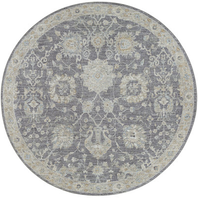 Garlef Machine Woven Oriental Gray/Blue Area Rug