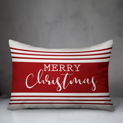  Merry Christmas Stripe Lumbar Pillow