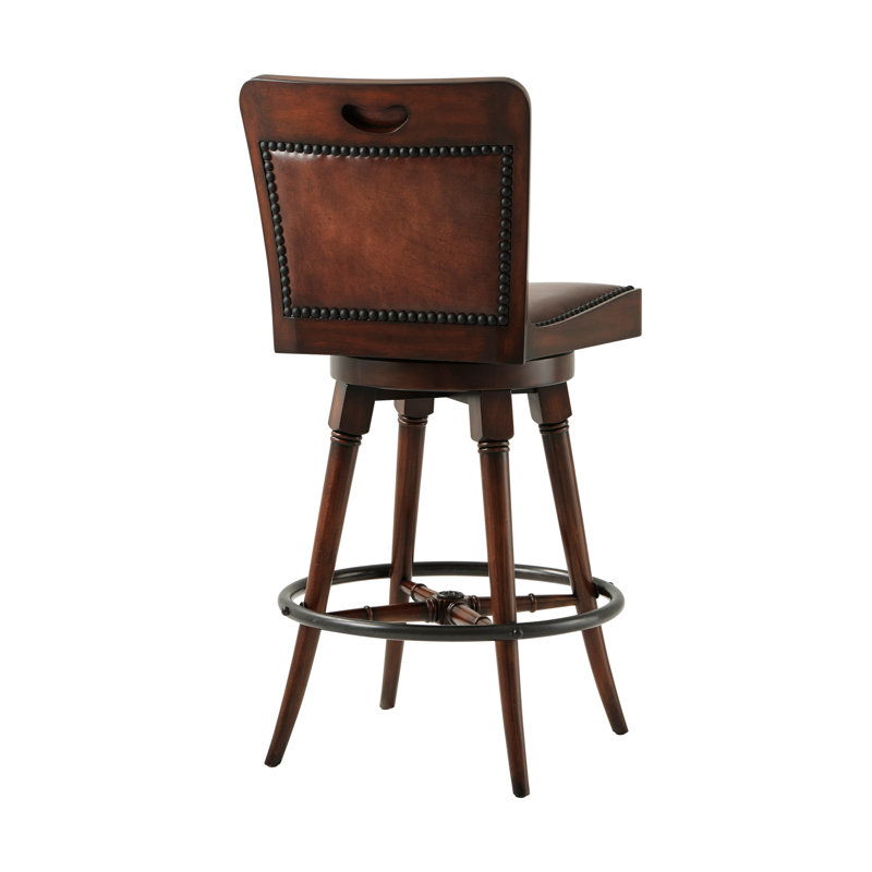 Theodore Alexander 28.5" Swivel Bar Stool with Brass Footrest