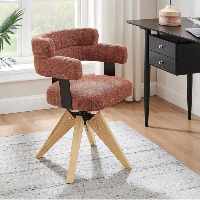 Breunna Linen Upholstered Home Office Task Chair, Red
