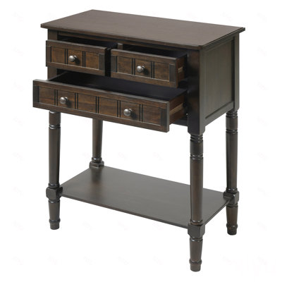 Narrow Console Table, Slim Sofa Table with Three Storage Drawers and Bottom Shelf