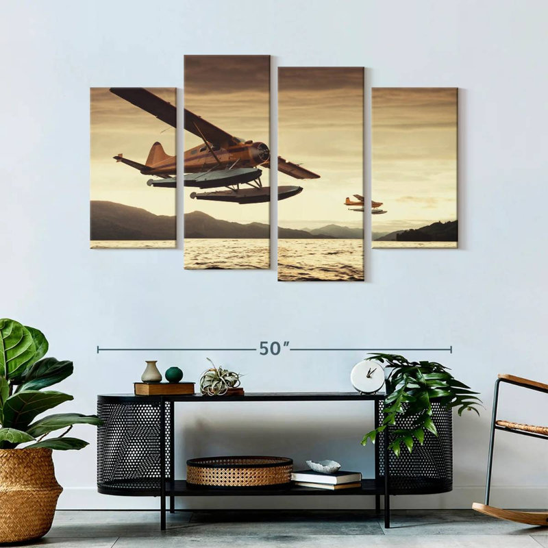 " Float Planes " 4 Piece Art Print, 32" H x 52" W x 1.25" D