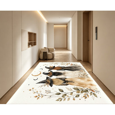 Tapis d'Halloween trio de sorcières, style aquarelle, imprimé floral d'automne élégant, tapis antidérapant, décoration intérieure artistique pour salon, chambre à coucher, entrée, porte d'entrée, cuisine, balcon, appartement