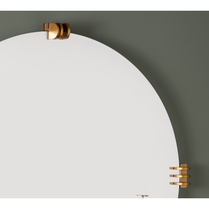Aubrey Round Beveled Mirror, Gold