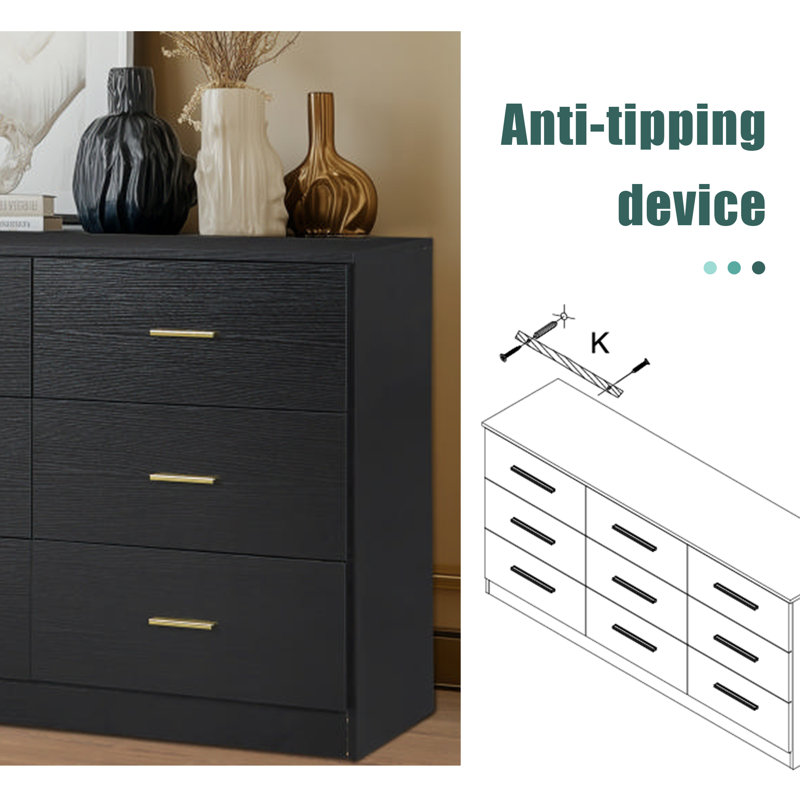 9-drawer Dresser For Bedroom, Black