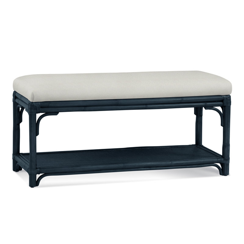 Summer Retreat Wicker Shelf Storage Bench, Antique Frost White, Elite Sand; 0321-74