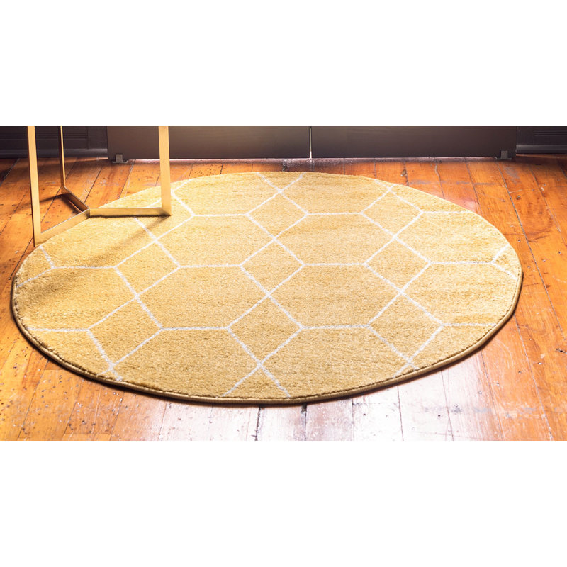 Tapis contemporain Tellaro couleur soleil, Rond 4 pi