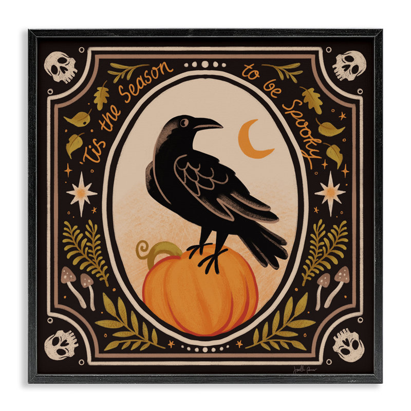 Giclée noire Spooky Season, giclée par Janelle Penner, H 24 po x l 24 po, Giclée encadrée noir minuit