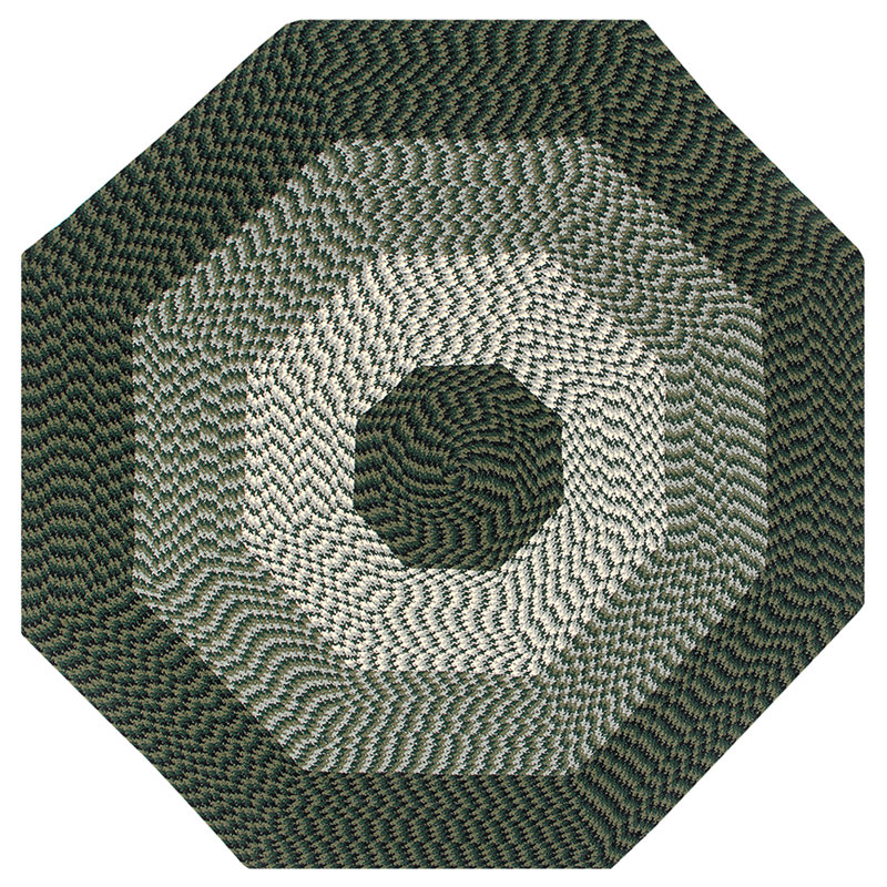 Orme Hand Braided Hunter Area Rug, Octagon 4'