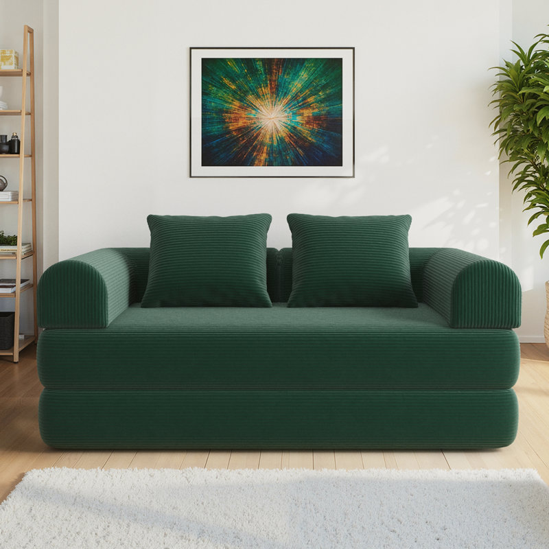 Modular Sectional Sofa Bed With Customizable Layout, Green