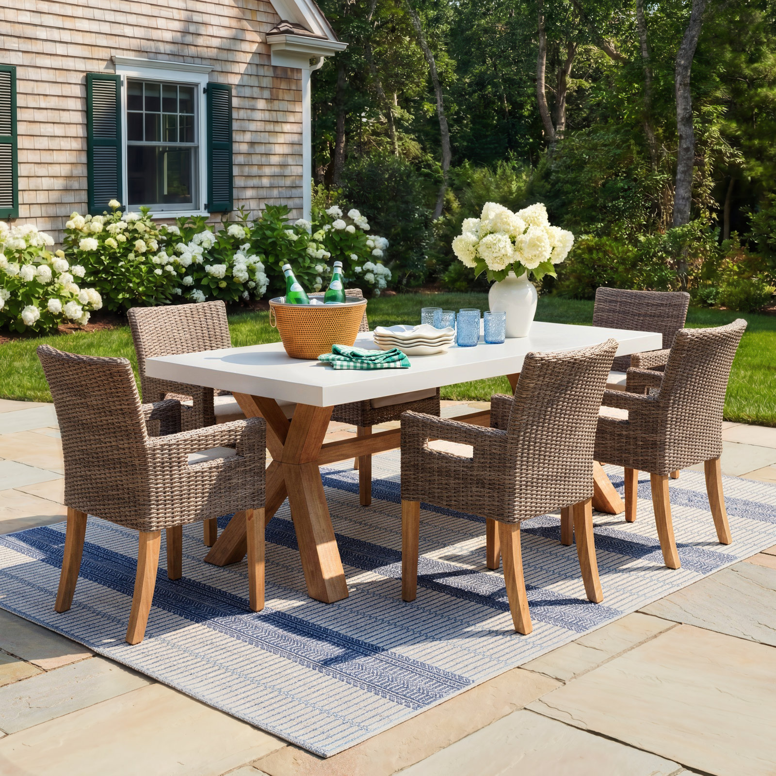 Fleur 74" Eucalyptus Patio Dining Set