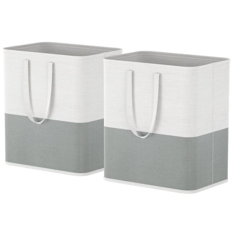 2-Pack 60L Laundry Hamper, Freestanding Laundry Basket with Handles, Waterproof Tall Collapsible Clothes Hamper for Laundry Dorm Bedroom Bathroom, Dark-Light