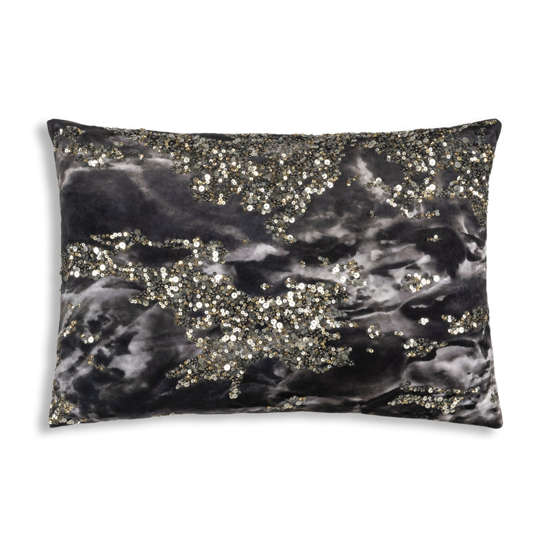 Housse de coussin rectangulaire en velours Amal, Anthracite