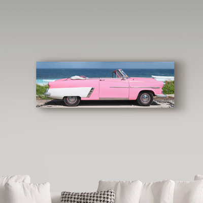 Cosey «Pink Cabriolet Car», reproduction de photo sur toile tendue