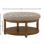 Large Upholstered Footrest, Classic Linen Color, 300 - Pound Support Round Footrest , Solid Wood Construction, Easy 5 Minute Assembly-131257810-131257808