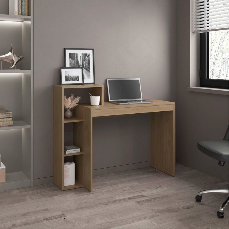 Bureau d'ordinateur, 3 tablettes, pin clair