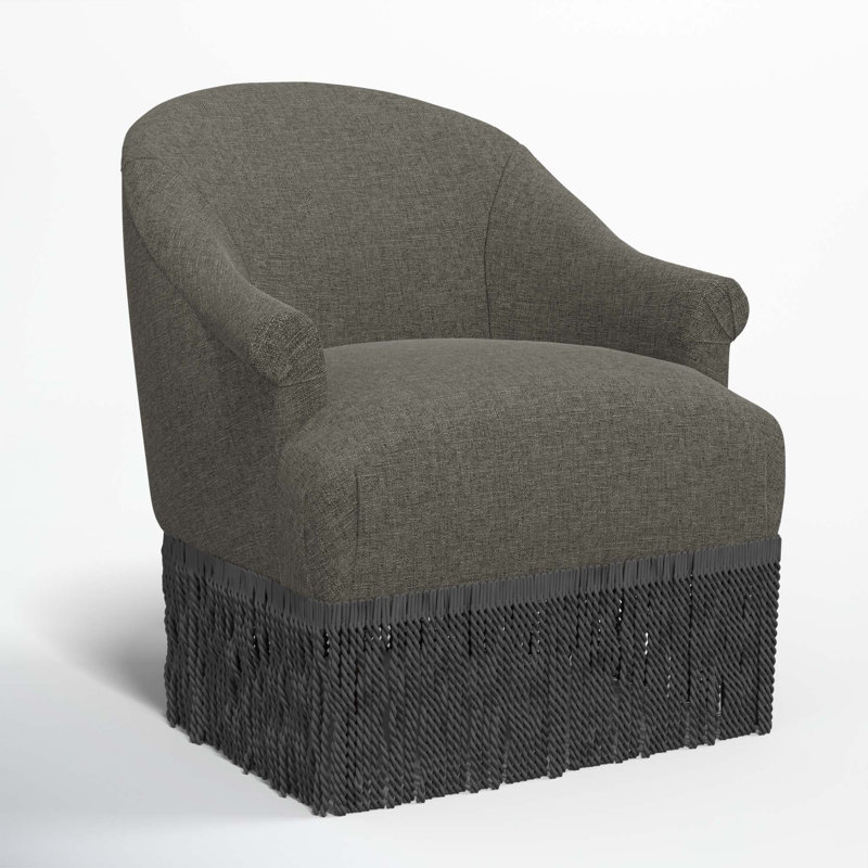 Fauteuil à oreilles Callie, Noir, Lin texturé gris anthracite Zuma