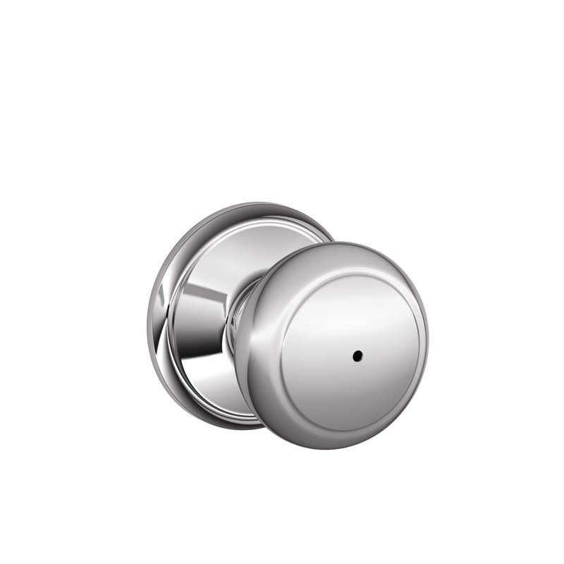Andover Knob Bed and Bath Lock, Bright Chrome