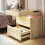 Diamond-Textured 2 - Drawers Bedside Table with Hidden Storage and Lockable, Modern Nightstand with Human Sensor Light-1865869096
