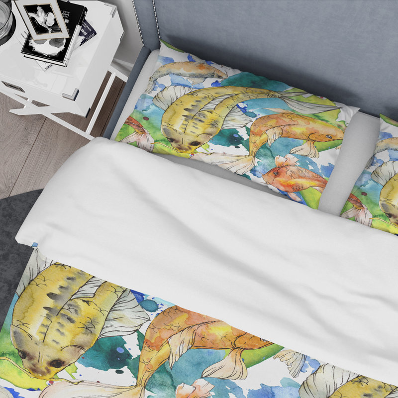 Ensemble de housse de couette en microfibre jaune / vert 2 pièces