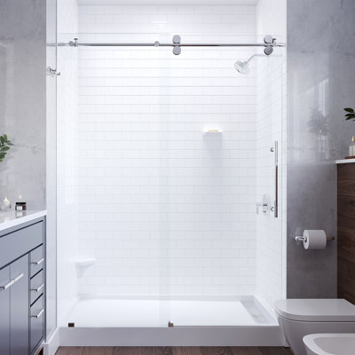 Briza 56 - Porte de douche coulissante sans cadre 60 x 76 po en verre trempé transparent