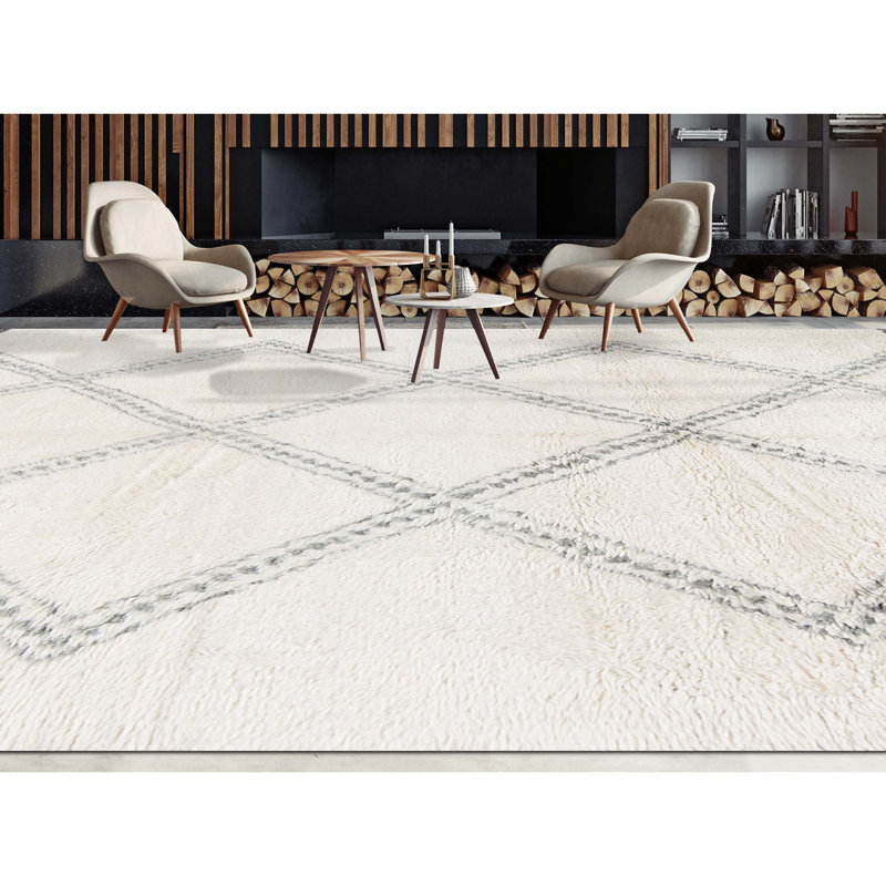 Moroccan Wool Geometric Area Rug, Rectangle 8' x 10'