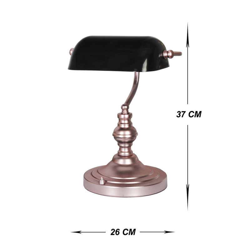 Lampe de table en métal, Noir, Or rose