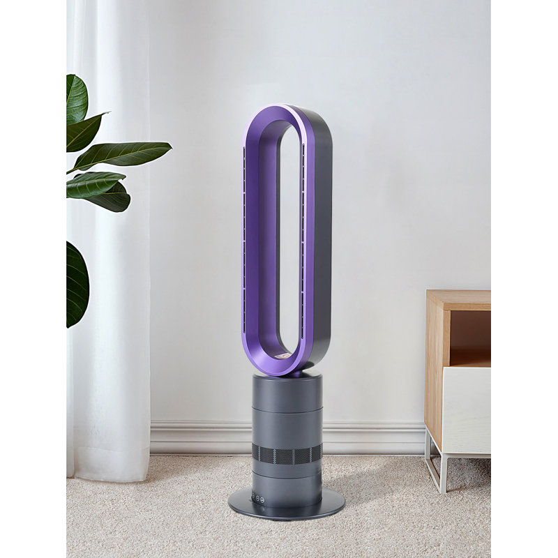 32" Purple Space Heater Bladeless Tower Fan With Remote Control, Purple