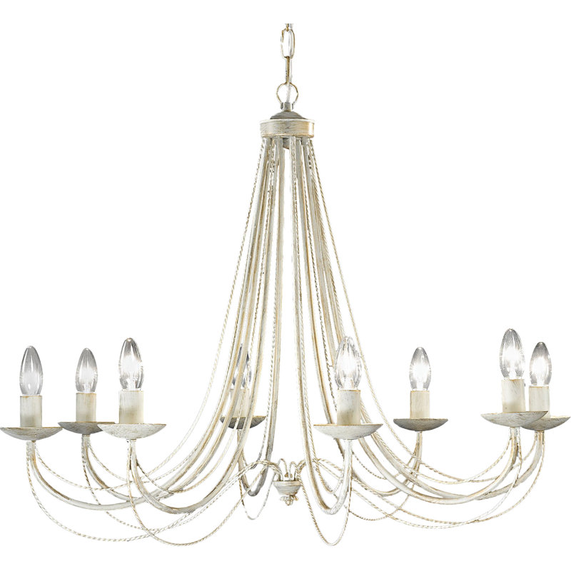 Chatham 8 - Light Candle Style Chandelier, Cream and Gold