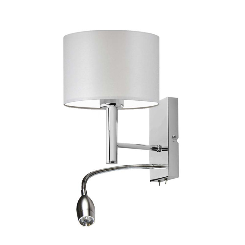 Audreana LED Armed Sconce, Chrome, Light Gray