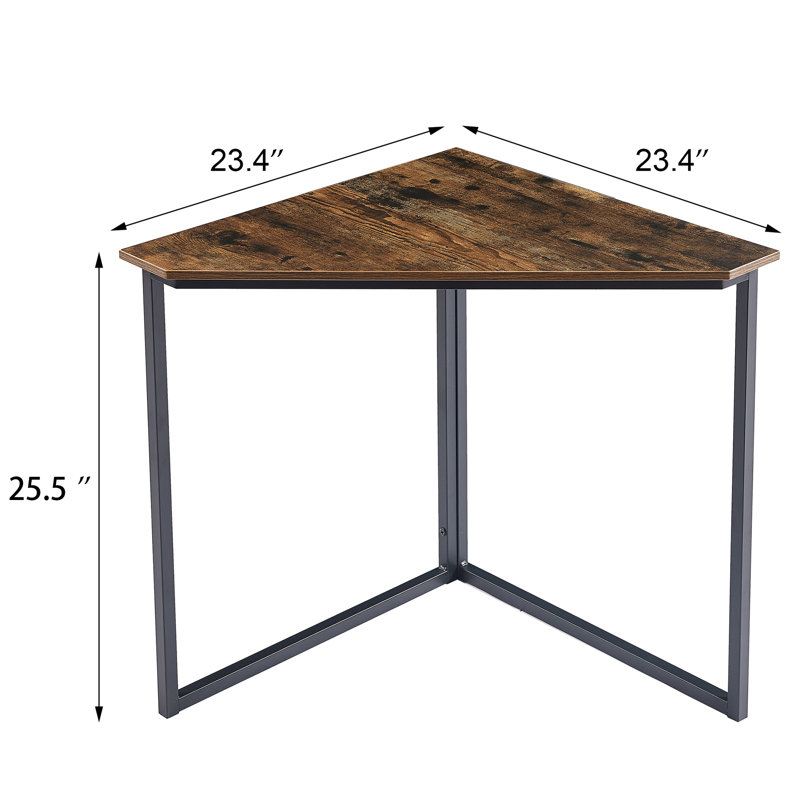 Table de bout triangulaire industrielle Janautica, table d'appoint peu encombrante avec structure en métal, table d'appoint compacte pour petits espaces, idéale pour ordinateur portable, salon et chambre à coucher