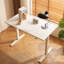 Bureau à hauteur réglable manuel 48 po x 23 po, bureau à domicile ergonomique avec 14 niveaux préréglés, blanc