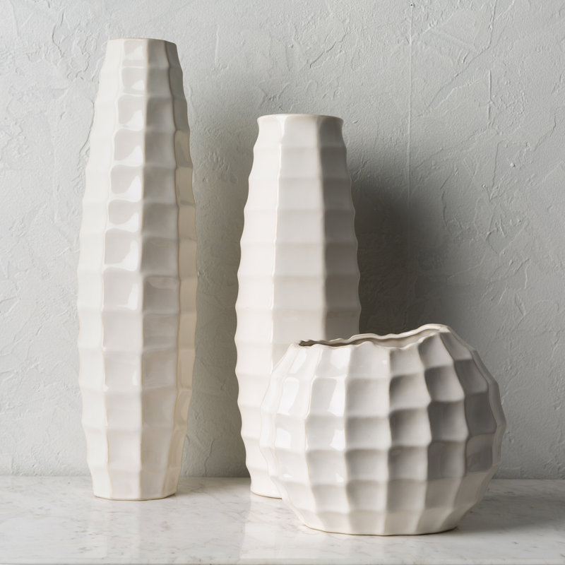 Aurrie Ceramic Table Vase, Ivory