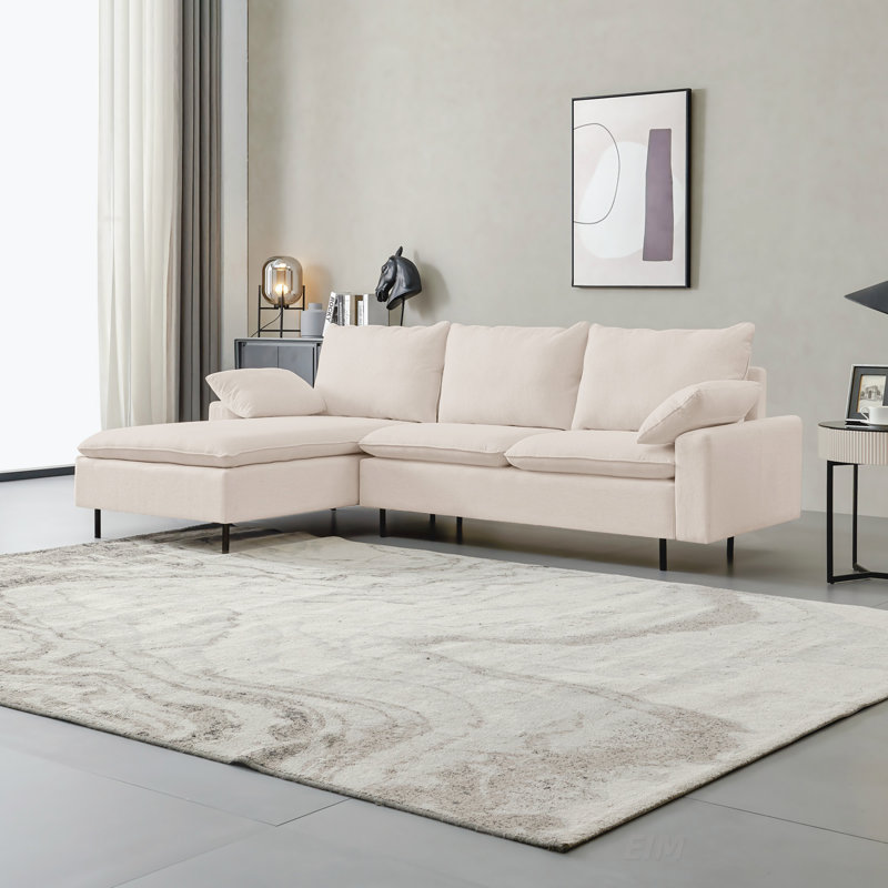 Canapé modulaire en L en forme de L avec méridienne droite, confortable et élégant pour les salons modernes