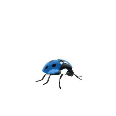 Petite statue d'insecte bleue surdimensionnée