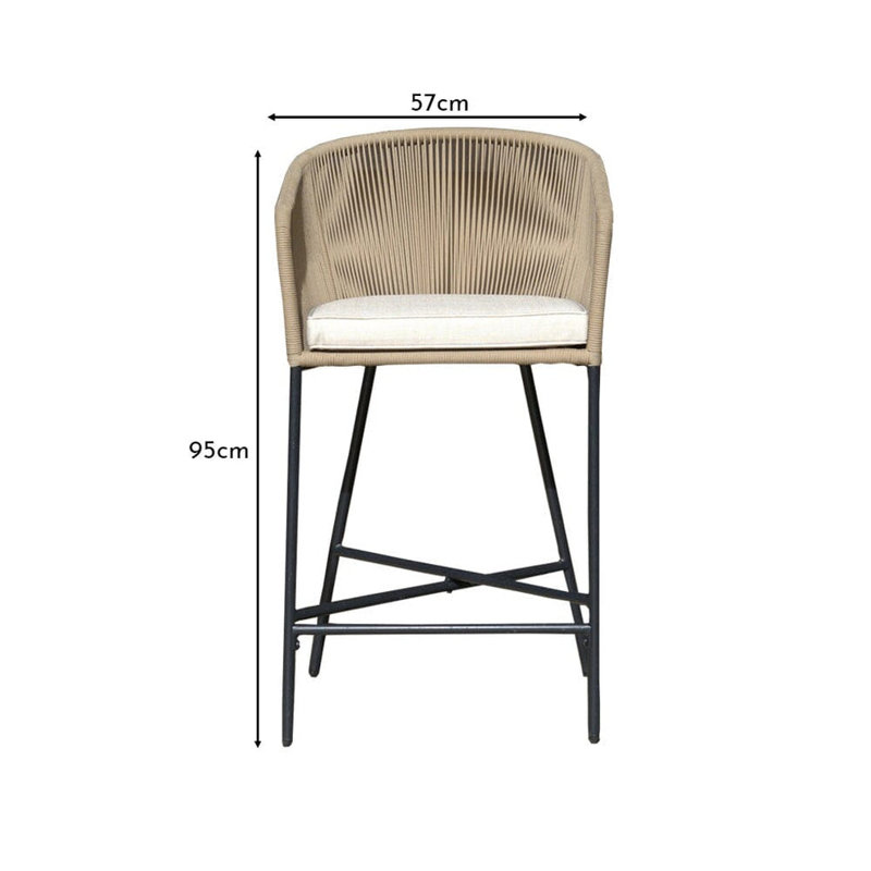 Fabiano Rope Outdoor 69.5cm Bar Stool with Cushion, Natural