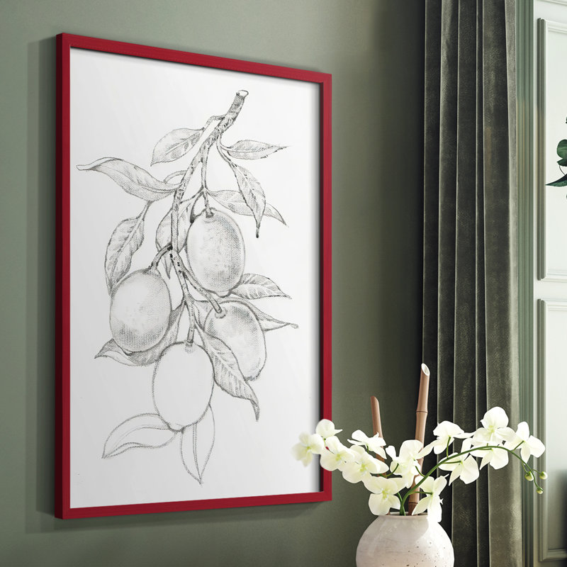 «FruitBearing Branch I», reproduction encadrée - bois massif, Cadre simple rouge, H 10 po x l 8 po