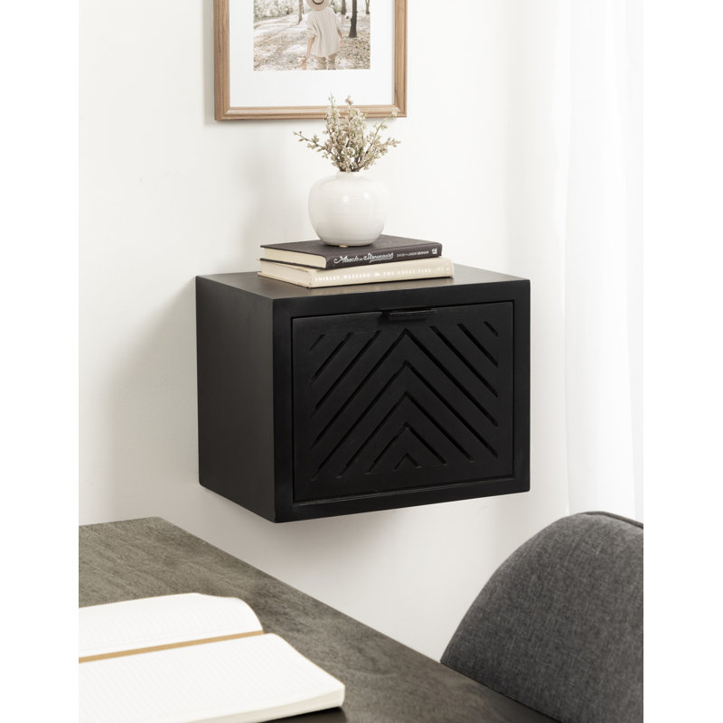 Wood Floating Side Table, Black