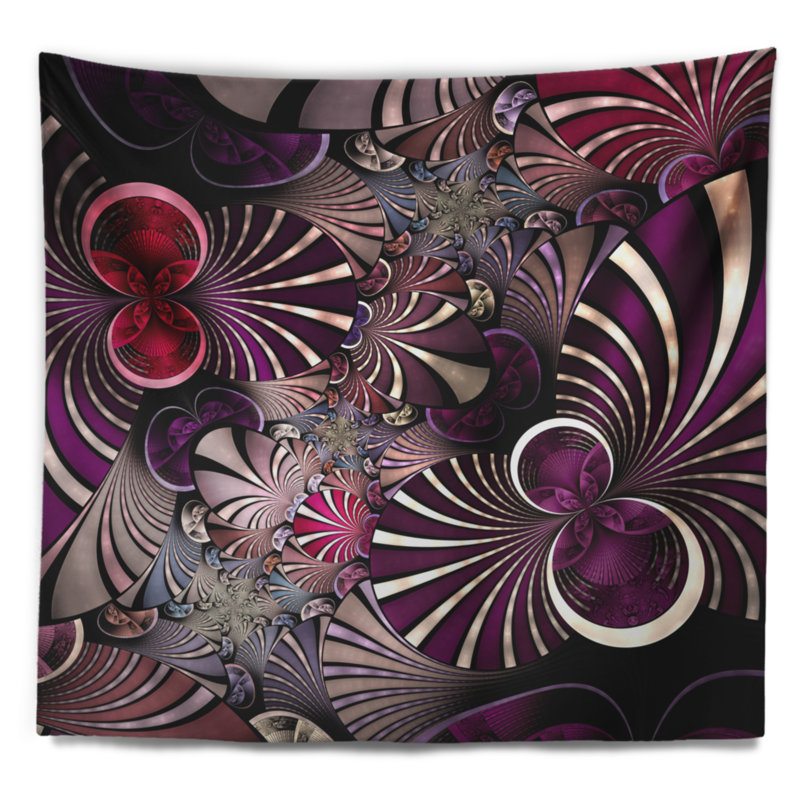 Tapisserie fleur abstraite à fleur mauve foncé, H 50 po x l 60 po