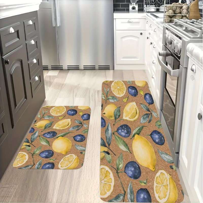 Tapis de cuisine tournesol à motif de remerciement pour cuisine et maison de campagne, jaune et gris 2 pièces