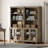 Scarlett 67.7" W 5-Tier Manufactured Wood Bookcase with Glass Storage Cabinets and Gourd Legs-1436608127