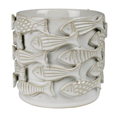 School Of Fish Cachepot, Ceramic - 4”