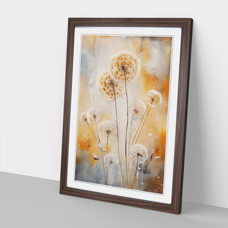 Dandelion Contemporary - Single Picture Frame Print on Wood, 34" H x 25" W x 2" D, Walnut