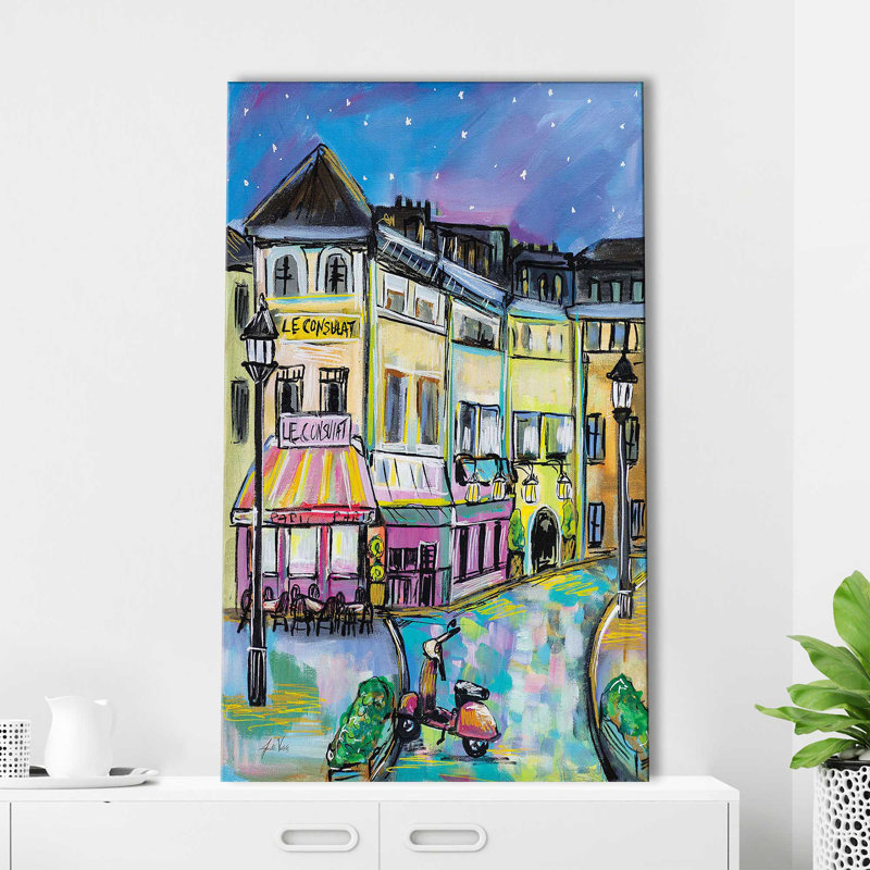 «Paris Evening I» par Jeanette Vertentes - Peinture, Toile tendue, H 30 po x l 18 po x P 1 po